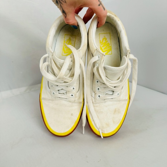 Vans Old Skool White Sneakers with Orange Sole Men’s Size 6 - Picture 4 of 10